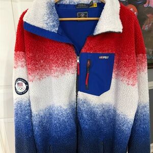 Polo Ralph Lauren Blue and White Fleece Jacket